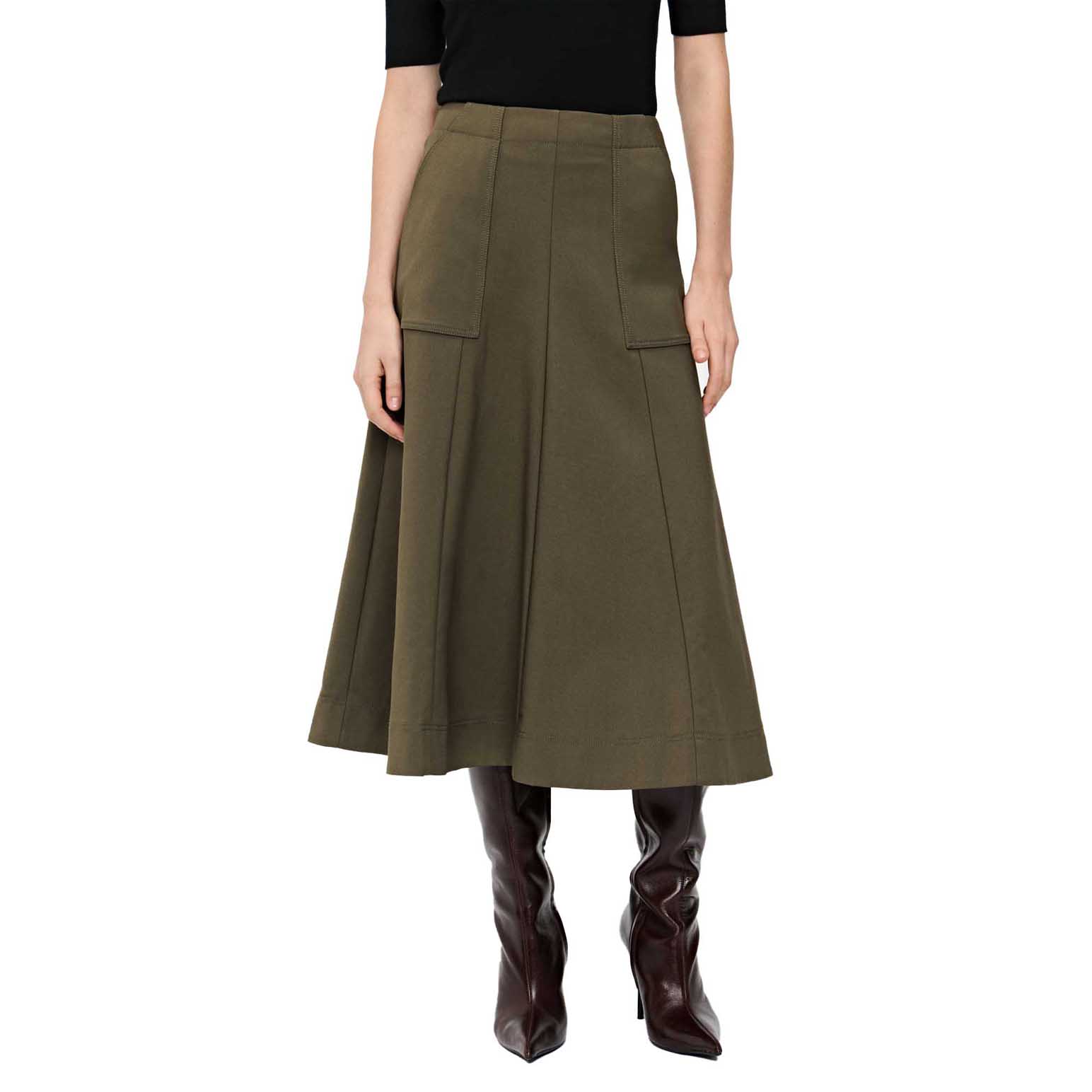 Veronika Maine European Stretch Cotton Midi Skirt